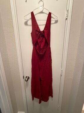 Forever 21 Red Backless Tie-Back Jumpsuit